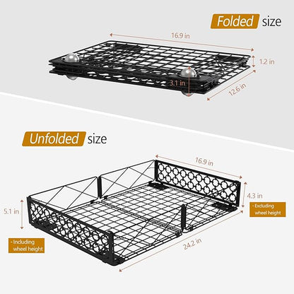 NADAMOO Under Bed Storage with Wheels, 1 Pack Rolling Under Bed Storage Containers, Foldable Metal Under the Bed Organizer Bins for Bedroom Clothes Shoes Blankets | with Wheels, 1 Pack, Rolling, Foldable, for Bedroom, Clothes