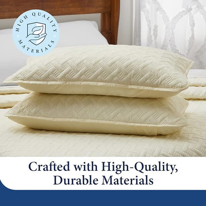 Cosy House Collection Luxury Rayon Derived from Bamboo 3-Piece Quilt Set - Ultra Soft Quilted Coverlet Bedspread - Classic Weave Stitch - Includes Quilt and 2 Pillow Shams (King/Cal King, Navy Blue)