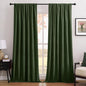 Joydeco Olive Green 100% Blackout Curtains 90 Inch 2 Panels, Luxury Thermal Green Velvet Curtains for Bedroom Living Room, Soundproof Blackout Window Drapes, Rod Pocket & Back Tab (52W x 90L)