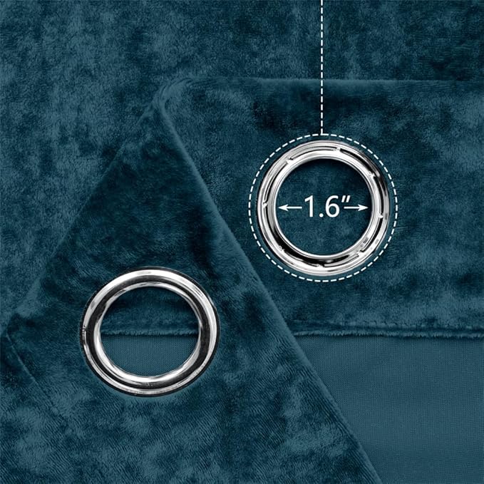 SMILETIME Tranquil Blue Crushed Velvet Curtains 52x84 inch Luxurious Thermal Insulated Soundproof Drapes for Living Room Bedroom Office Soft and Durable Light-Filtering Window Treatments, 2 Panels