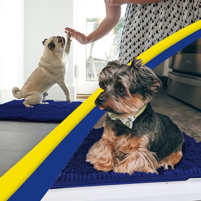Muddy Mat® | Super Absorbent Door Mat Indoor, Microfiber Quick Dry Chenille Entryway Rug, Non-Slip Front Door Mat, Indoor Mats for Entryway, Machine Washable Pet Rug, Navy Blue XL 59"X35"