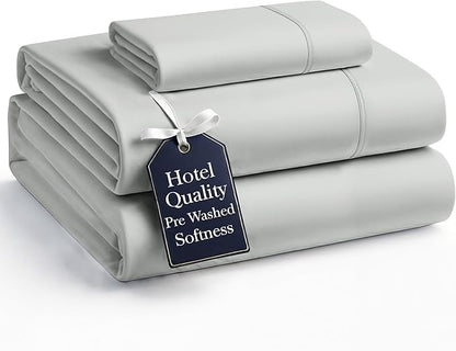 Casa Platino Twin Sheets, 3 Piece Set, Pre-Washed Ultra Soft & Breathable Twin Bed Sheets Set, Brushed Microfiber Sheets, Fade Resistant Bedding with Deep Pockets – Silver