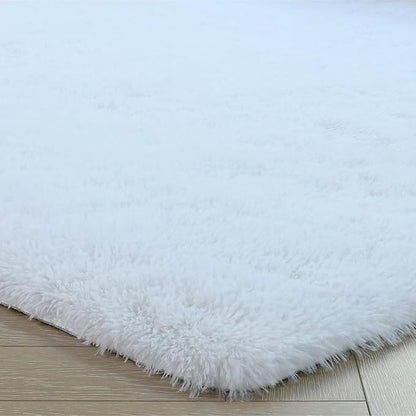 duduta White Soft Fluffy Rug 4x6 ft, Shag Fuzzy Plush Rectangle Carpet for Bedroom Nursery Living Room Home Decor