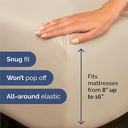 Full 6 Piece Sheet Set - Cooling, Comfy & Breathable - Hotel Luxury Bedding, Includes Fitted Sheet for Women, Men, Kids and Teens - 1 Flat, 1 Fitted Sheet, 4 Pillowcases with Deep Pockets - Wheat