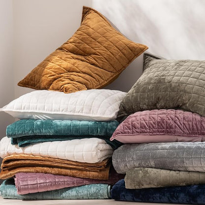 RECYCO Luxury Velvet Quilt Set Twin/Twin XL Size, Lightweight Velvet Comforter Set, Oversized Bedspread Coverlet Quilted Bedding Set, with 1 Matching Pillow Sham, for All Season, Dusty Mauve Pink