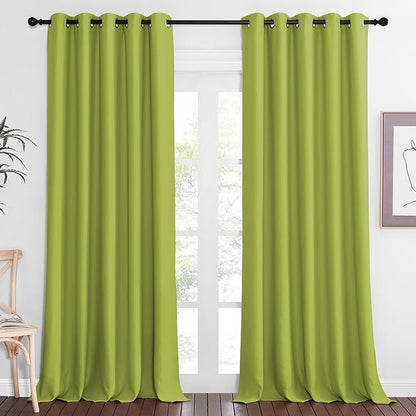 NICETOWN Patio Blackout Curtain Panels - Extra Wide Sliding Door Thermal Insulated Drape, Privacy Room Divider Curtain for Bedroom Office (Fresh Green, 66 x 118 Inch Long)