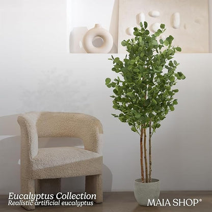 Maia Shop 5ft 11in Artificial Eucalyptus Tree Plant for House, Apartment or Office – Realistic Fake Indoor Plants for Living Room, Kitchen, Bedroom, Entryway or Bathroom – Faux Greenery for Home Décor