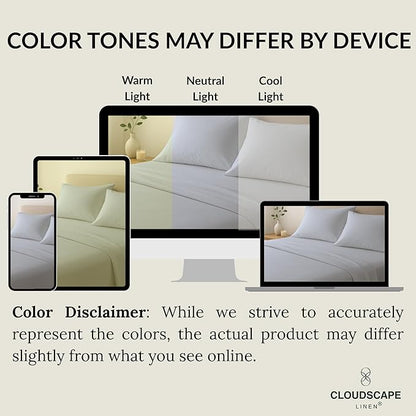 Cloud Scape Linen 100% Egyptian Cotton Sheets Twin Size, 3 Pieces Luxury Bedding Set, 400 Thread Count,Hotel Quality, Silky Soft, Breathable and Durable, Deep Pockets up to 15, Light Grey