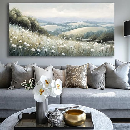 Sea of Flowers Canvas Wall Art - Modern landscape Paintings for Living Room, Bedroom Wall Decor, Framed Wall Art for Home or Office Decoration, Large Art 60x120cm(24x48in)