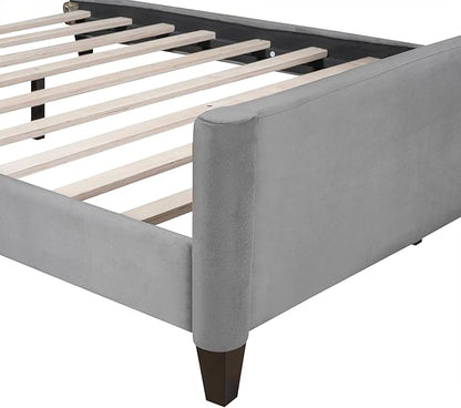 Favfurish Full Size Modern Luxury Tufted Button Daybed, Stylish Wood Upholstered Day Bed,No Box Spring Required, Easy Assembly,for Bedroom,Living Room and Guest Room,Den,Office,Gray