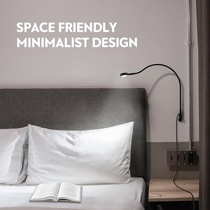 acegoo Minimalist Bedside LED Reading Light, Wall/Wooden Headboard Mounted Flexible Neck Book Light, Rotatable Lamp Head & Convenient Light Head Switch, CRI 90+ 4000K, Powered by USB