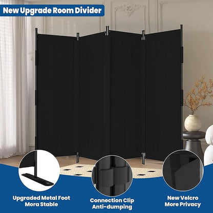 Room Divider, Upgraded Privacy Screen Highly Secretive, 4 Panel Portable Room Separation 88’ W Partition Room Dividers, Freestanding Wall Divider Panel Studio Bedroom Office(Black)