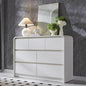 Modern 7 Drawers Dresser for Bedroom, 47" Wide Wood Dressers & Chests of Drawers w/Curved Profile Design, Mid Century Modern Dresser w/Natural Texture for Bedroom, Living Room,Antique White