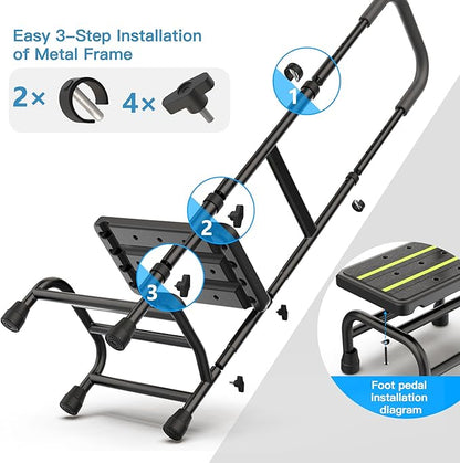 Packve Step Stool with Handle for Elderly, Non Skid Platform & Adjustable Handrail, Medical Stepping Stool for High Bed Mobility & Daily Living Aids, Bedside Car Stair Lift for Senior Adults 350lbs