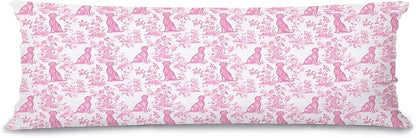 Pink Chinoiserie Labrador Retriever Dog 20x54 Body Pillow Cover with Zipper,Labrador Retriever Decor,Grandmillennial Pink Dog Decorative Body Pillow Cases for Bed Couch
