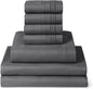 Mellanni Split King Sheet Set - 7-Piece Iconic Collection Bedding, (Including 4 Pillowcases), 16-Inch Deep Pocket, Easy Care, Extra Soft, Cooling Sheets, Brushed Microfiber - Gray
