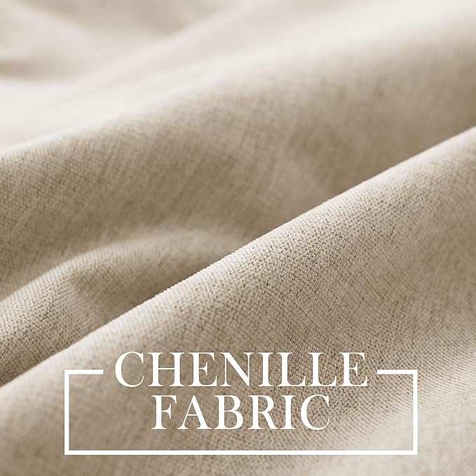 Macochico Extra Wide 100% Blackout Chenille Curtains 100" Wx96 L Thermal Drapes for Sliding Door Living Room Bedroom Auditorium Hotel Taupe Curtains Grommet Top with Tieback Classic 1 Panel
