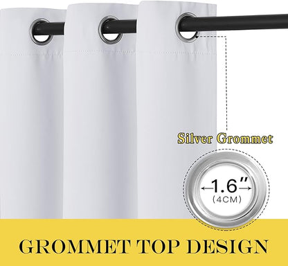 NICETOWN Room Darkening Window Curtain Panel - (Greyish White/Silver Grey Color) Solid Thermal Insulated Blind Privacy Drape for Bedroom,52x84 inches, 1 Pack