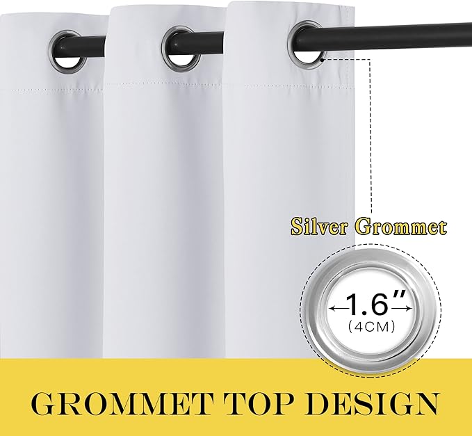 NICETOWN Greyish White Room Darkening Curtain - Window Treatment Thermal Insulated Grommet Room Darkening Curtain/Panel for Bedroom (1 Panel, 52 by 54, Greyish White)