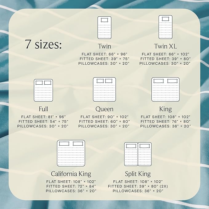 LuxClub 4 PC King Sheet Set, Deep Pockets Wrinkle Free Cooling Bed Sheets Hotel Bedding for Women, Men, Includes 1 Fitted Sheet, 1 Flat Sheet and 2 Pillowcases-Striped - Light Blue