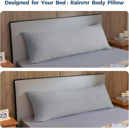 Thick Memory Foam Body Pillow - Full Body Pillows for Side Sleeper - with Grey Cooling Pillowcase 20 x 54 inches (Grey Color)
