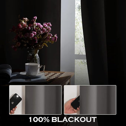 KGORGE Soundproof & Dust Particle Filtering Curtains 100% Blackout Window Cover Thermal Insulating Energy Smart Curtains for Living Room Bedroom Baby Nursery, W 52 x L 108 inches, Grey, 1 Pair
