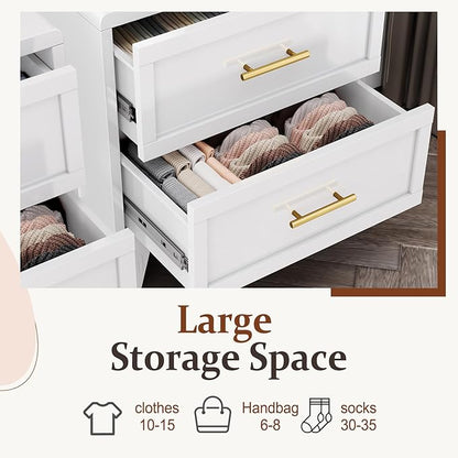 Metal Small Dresser for Bedroom, White Dressers & Chest of Drawers, 3 Drawer Dresser with Curved Corner, Storage Cabinet for Living Room, Entryway, Home Office (White, 24" W)