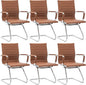 Wahson Office Guest Chairs Set of 6, Leather Reception Chairs, Mid Back Waiting Room Chair, Conference Chairs with Sled Base, Desk Chair No Wheels for Meeting/Lobby/Restroom, Coffee