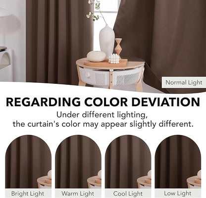 Deconovo Blackout Curtains, Thermal Insulated, W52 x L95 2 Panels, Back Tab, Machine Washable, Room-Darkening Drapes for Bedroom/Living Room Brown