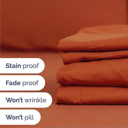 Cal King 6 Piece Sheet Set - Cooling & Breathable - Hotel Luxury Bedding, Includes Fitted Sheet for Women, Men, Kids and Teens - 1 Flat, 1 Fitted Sheet, 4 Pillowcases with Deep Pockets - Terracotta