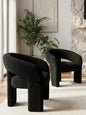 LukeAlon Mid Century Modern Sherpa Accent Chairs Set of 2 – Round Barrel Back Armchairs, Comfy Upholstered Lounge Chairs for Living Room, Bedroom, Office, Waiting Rooms, Black