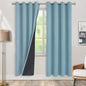 BGment Thermal Insulated 100% Blackout Curtains for Bedroom with Black Liner, Double Layer Full Room Darkening Noise Reducing Grommet Curtain (52 x 84 Inch, Greyish Blue, 2 Panels)