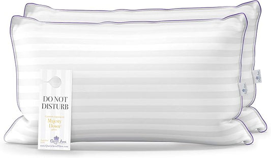 Queen Anne Hotel Collection Pillows – Luxury Down Alternative Bed Pillows (2-Pack, Queen Soft) – Ultimate Comfort, Hypoallergenic, Made in The USA