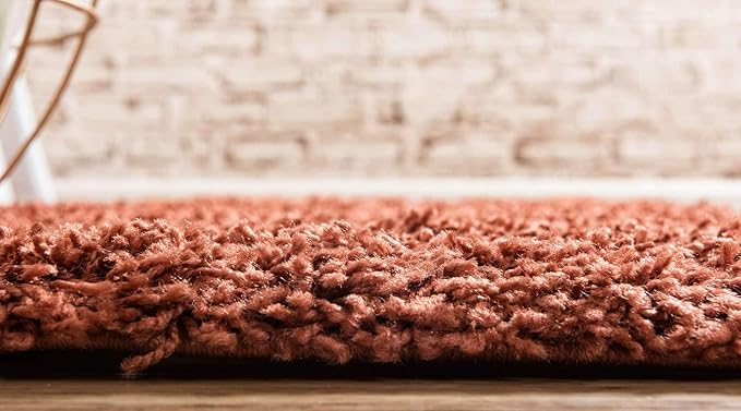 Unique Loom Solid Shag Collection Area Rug (2' 2" x 6' 5" Runner, Terracotta)