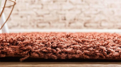 Unique Loom Solid Shag Collection Area Rug (2' 6" x 19' 8" Runner, Terracotta)