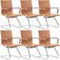 Wahson Office Guest Chairs Set of 6, Leather Reception Chairs, Mid Back Waiting Room Chair, Conference Chairs with Sled Base, Desk Chair No Wheels for Meeting/Lobby/Restroom, Terracotta