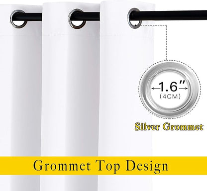 NICETOWN White Room Darkening Draperies and Curtains - Home Fashion Energy Saving Grommet Top Room Darkening Drape Panels for Bedroom (Set of 2, 66 by 90 Inch, White)