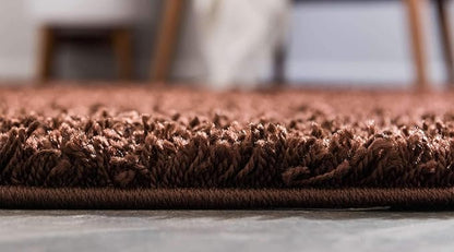 Unique Loom Solid Shag Collection Area Rug (7' 1" x 10' Rectangle, Chocolate Brown)