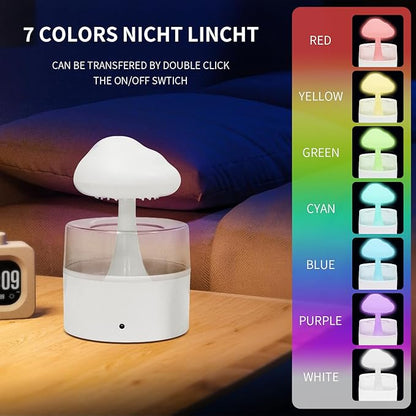 Rain Cloud Humidifier, Rain Humidifierrain Humidifier Water Drip, Water Drip Rain Sounds for Sleeping, Mushroom Waterfall Lamp, Desk Humidifiers for Office (white)