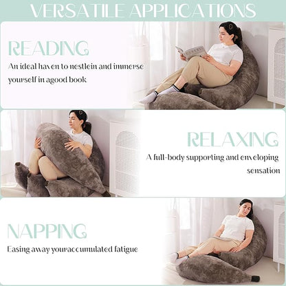 Banana Bean Bag Chair with Ottoman, Floor Sofa Bed with Footrest, Comfy Convertible Lounger for Teens & Adults, Plush Couch for Bedroom, Living Room or Dorm, M-Coffee