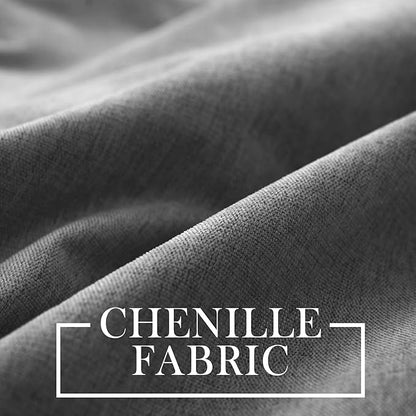 Macochico 120" Wx84 L 100% Blackout Chenille Curtains for Sliding Door Living Room Bedroom, Luxury Drapery for Hotel Home Theater, Dark Grey Thermal Window Treatments with Tieback, Grommet, 1 Panel