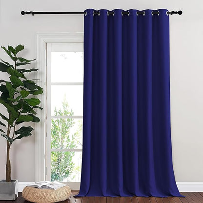 NICETOWN Blackout Sliding Glass Door Curtains, Room Darkening Thermal Insulated Curtains for Living Room Bedroom, Extra Wide Window Drapes, 1 Panel, W80 x L118, Navy Blue
