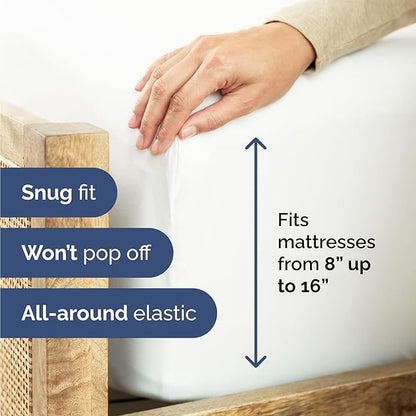 Twin 4 Piece Sheet Set - Cooling, Comfy & Breathable - Hotel Luxury Bedding, Includes Fitted Sheet for Women, Men, Kids and Teens - 1 Flat, 1 Fitted Sheet, 2 Pillowcases with Deep Pockets - White