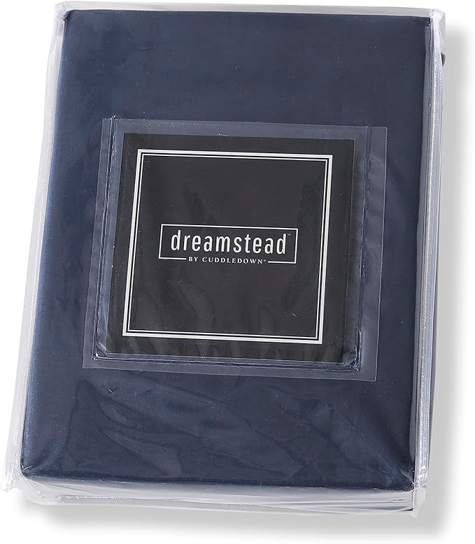 Cuddledown Dreamstead 100% Cotton Bed Sheets Set | 300 Thread Count | Luxurious Sateen Weave | Pure Combed Cotton | Soft | Wrinkle Resistant | 4 Piece Set | Navy | Full | 54” x 75"