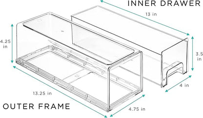 Sorbus Small Wide Clear Stackable Storage Drawers – 4-Pack Plastic Organizer Bins with Handles – Stackable Pull-Out Storage Drawers for Closet, Pantry, Office, Bathroom, Craft, and Toy Organization