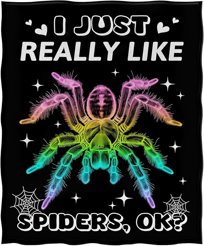 Jekeno Cute Spider Blanket Colorful Gifts for Men Women Kids Boys Girls Dad Mom Wife Friends Birthday Christmas Halloween Presents Home Bedroom Decor Animal Blanket 50"x60"