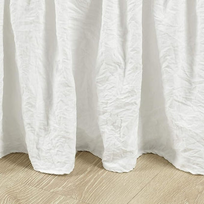 Lush Decor Ruched Ruffle Elastic Easy Wrap Around Bed Skirt Single Queen/King/Cal King Off White - Queen Bed Skirt - Dust Ruffle - Cream Bedskirts