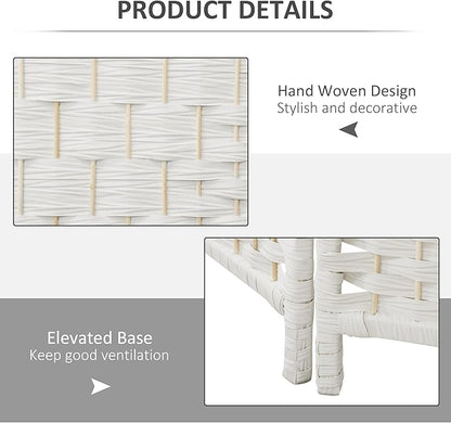 HOMCOM Room Divider, 3 Panel Folding Privacy Screen, 6FT Tall Portable Wicker Weave Partition Wall Divider for Bedroom, Home Office, White