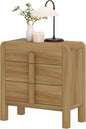 WAMPAT Modern 3 Drawer Nightstand, 31.5" Tall Nightstand with Large Chest of Drawers, Wooden Bedroom Dresser w/Curved Profile Design, End Table Bed Side Table for Bedroom, Living Room, Light Walnut