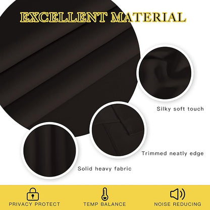 NICETOWN Blackout Window Drape and Curtain - (Toffee Brown Color) Window Treatment Panel for Home Theater, Noise Reducing Drape/Drapery, 52 inches Wide by 63 inches Long, 1 Piece